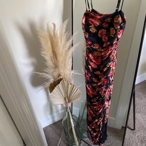 JAUS | floral midi ruched dress